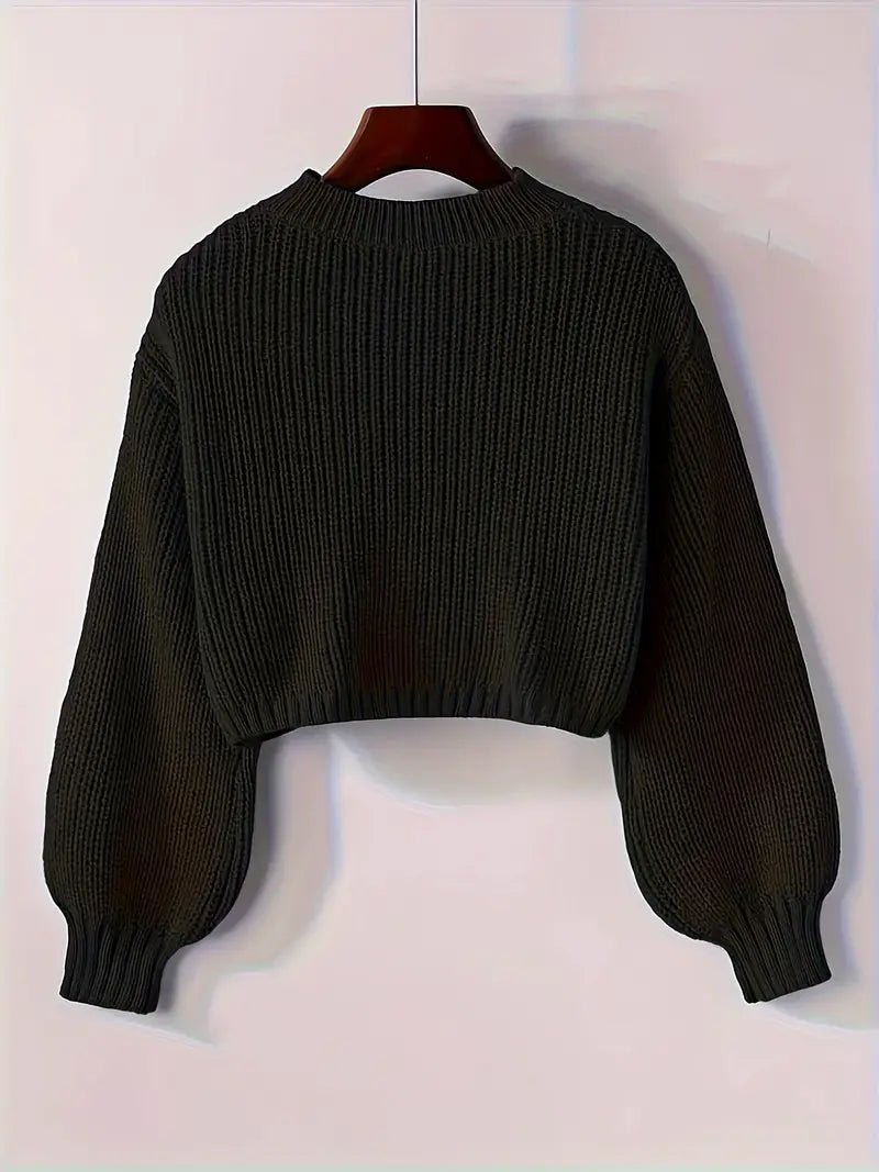 Magdalena | Damen Winter-Cropped Rippstrick-Pullover