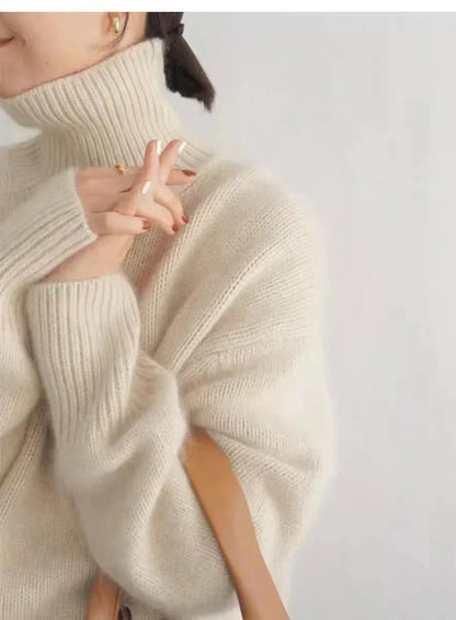 Elke | Damen Frühlings Oversize Rollkragenpullover