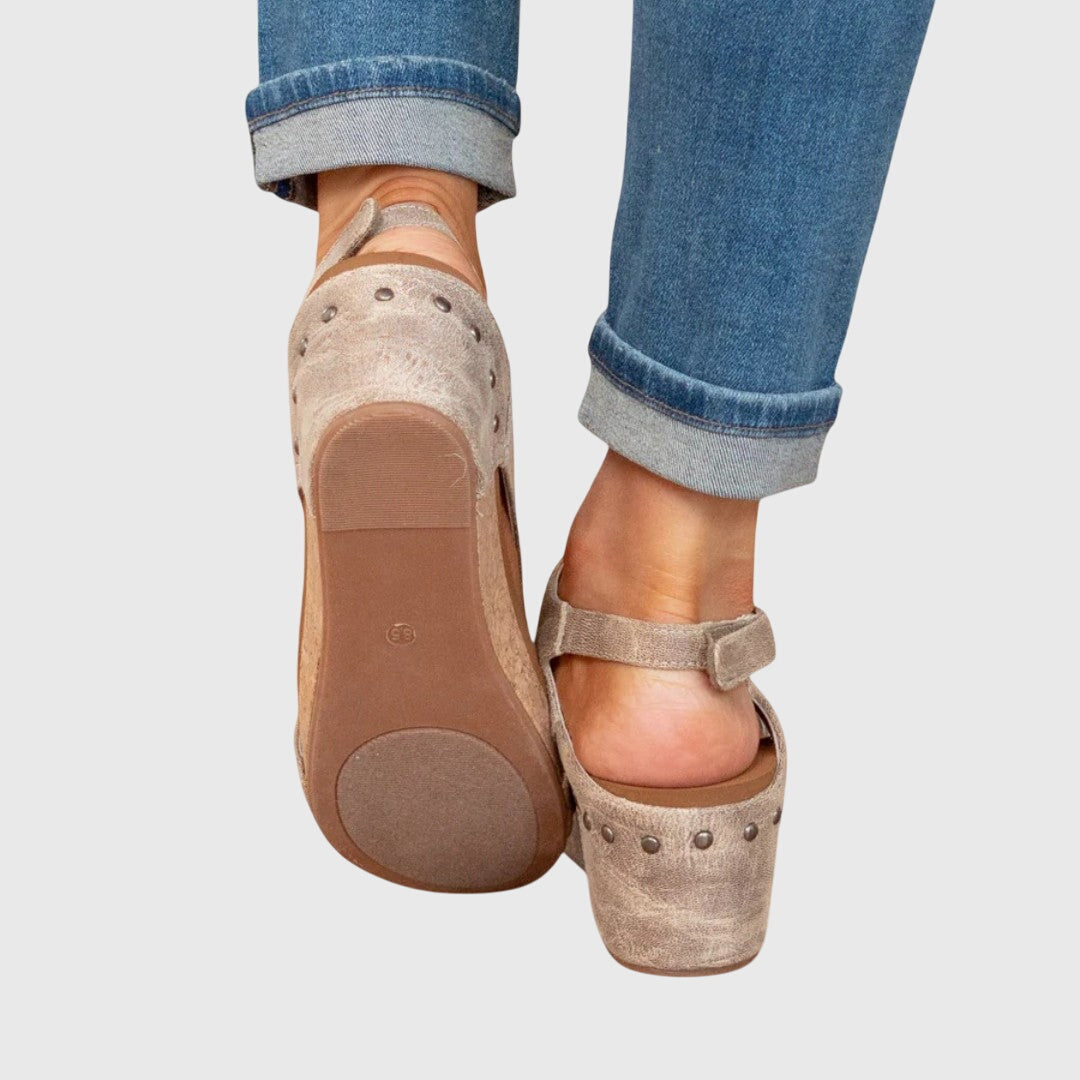 Franziska | Damen Offene Zehen Slingback Keilabsatz-Sandalen