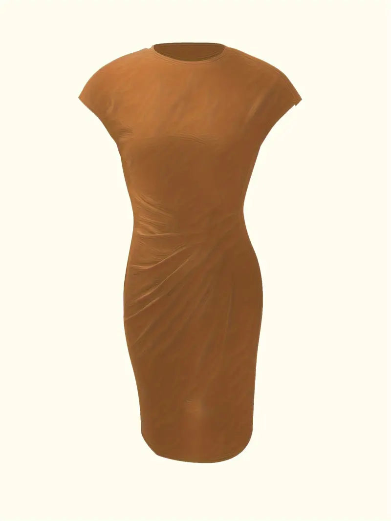 Claudia | Damen Midikleid mit kurzen Ärmeln und Raffung