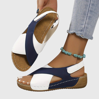 Jacqueline | Damen Lässige Peeptoe Keilabsatz-Sandalen