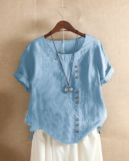 Marion | Damen Sommer Lässige Bluse mit Knopfdetail