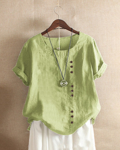Marion | Damen Sommer Lässige Bluse mit Knopfdetail
