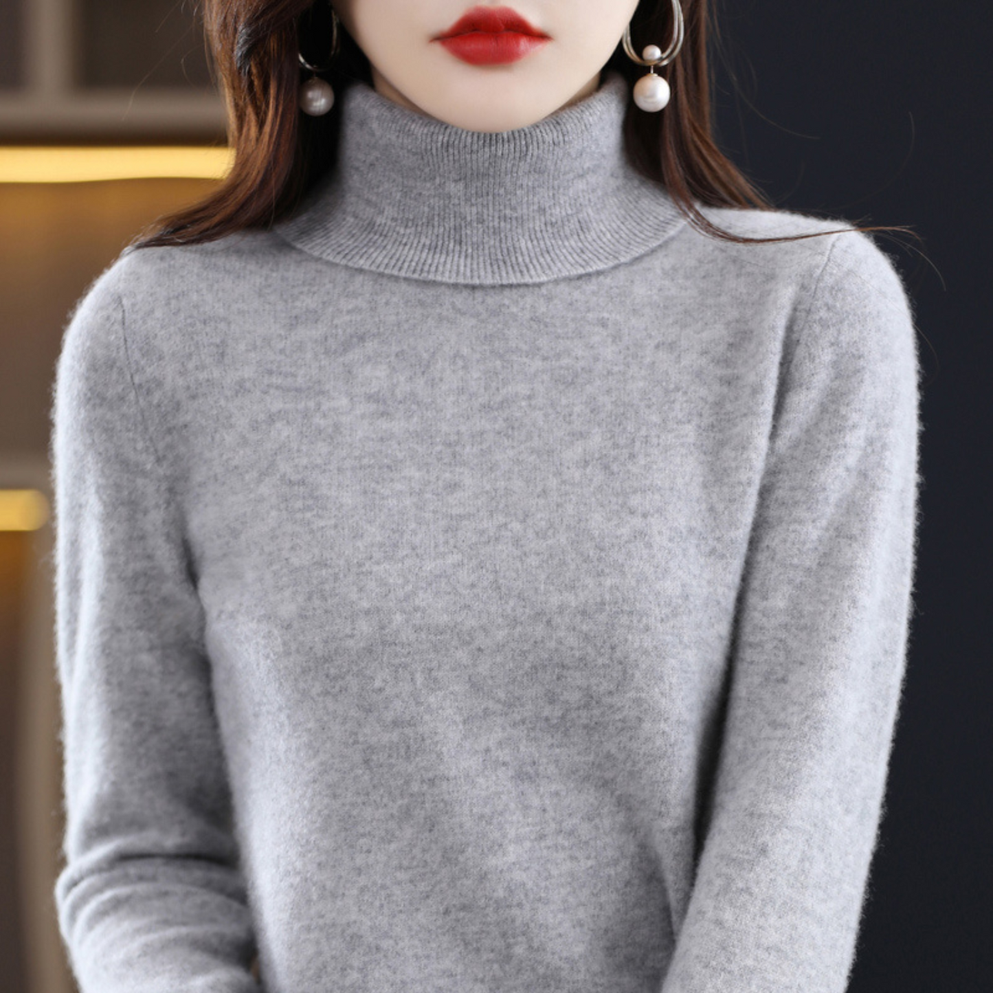 Martina | Damen Herbst Klassischer Rollkragenpullover aus Strick