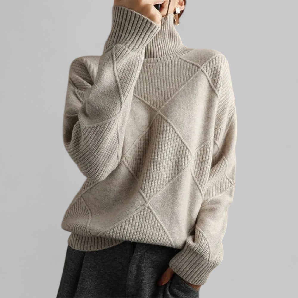 Dorothea | Damen Winter-Strickpullover mit Hohem Kragen