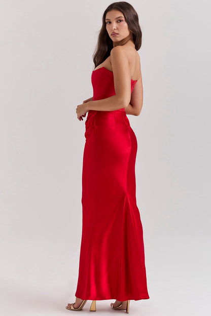 Sabine | Damen Trägerloses Maxi Kleid für Hochzeitsgäste