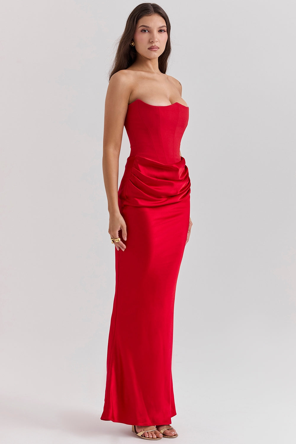 Sabine | Damen Trägerloses Maxi Kleid für Hochzeitsgäste