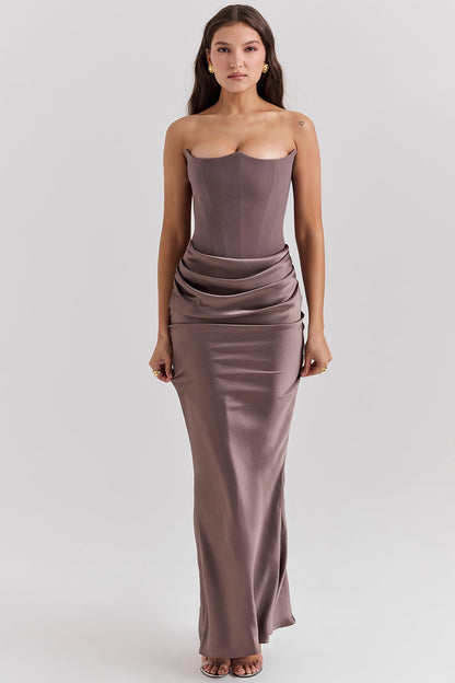 Sabine | Damen Trägerloses Maxi Kleid für Hochzeitsgäste