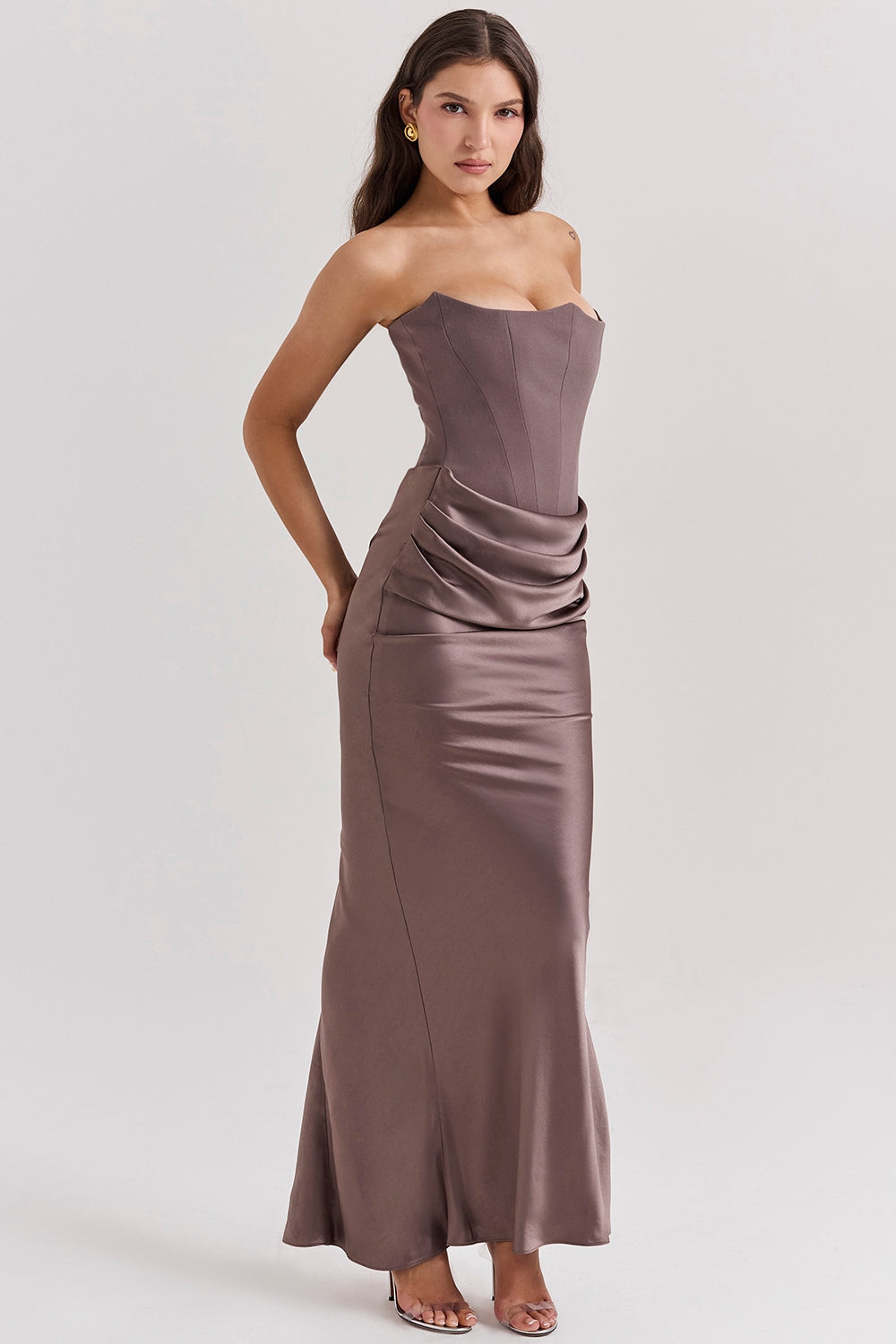 Sabine | Damen Trägerloses Maxi Kleid für Hochzeitsgäste