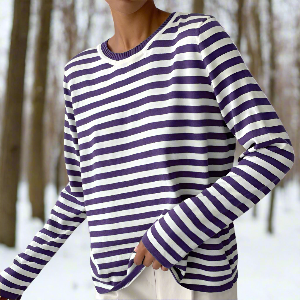 Natascha | Damen Frühlings Gestreiftes Langarmshirt