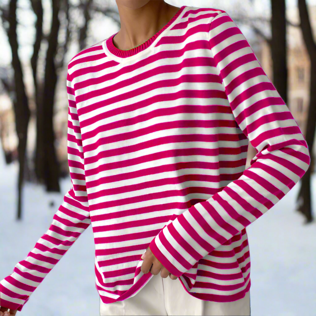Natascha | Damen Frühlings Gestreiftes Langarmshirt