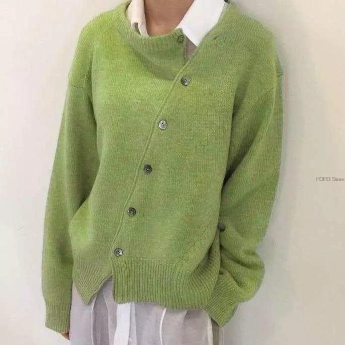 Monika | Damen Herbst Strickpullover mit Knöpfen