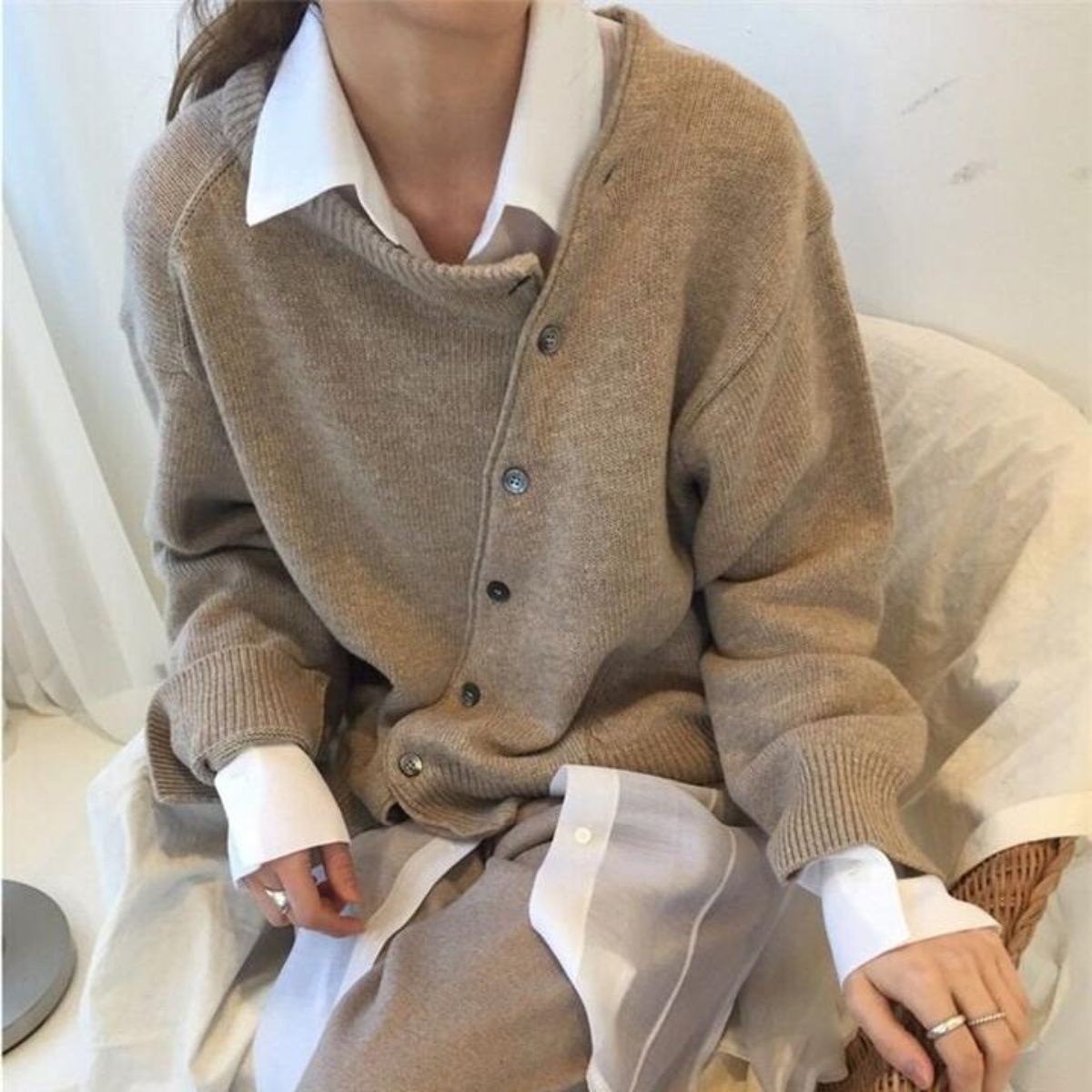Monika | Damen Herbst Strickpullover mit Knöpfen