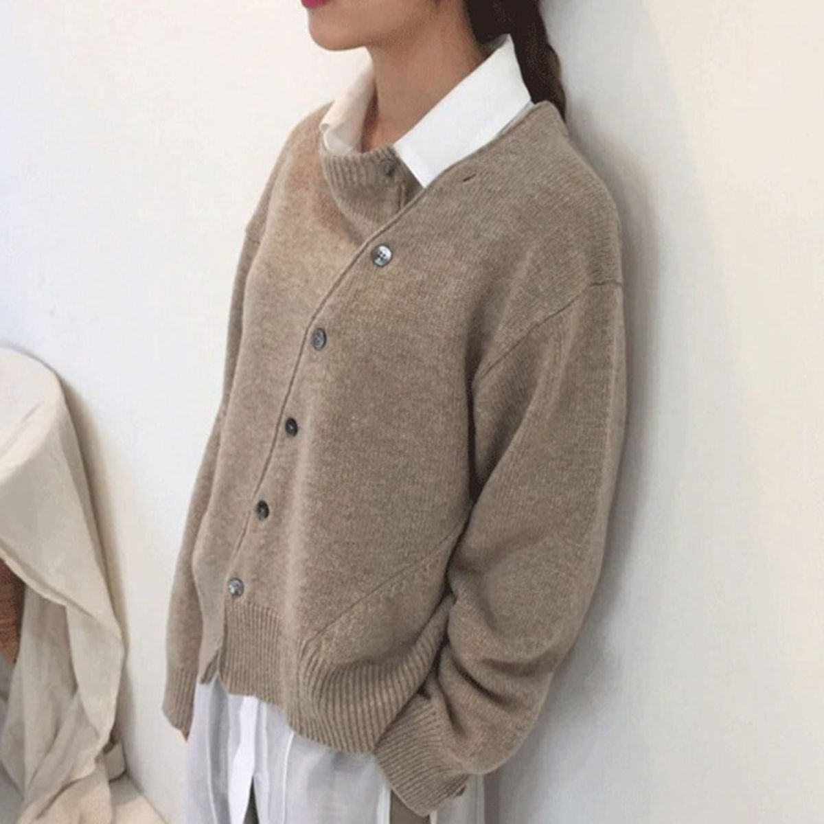 Monika | Damen Herbst Strickpullover mit Knöpfen