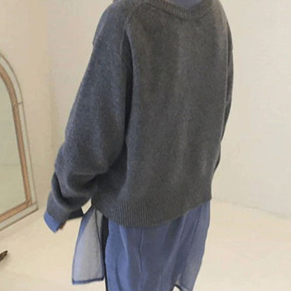Monika | Damen Herbst Strickpullover mit Knöpfen