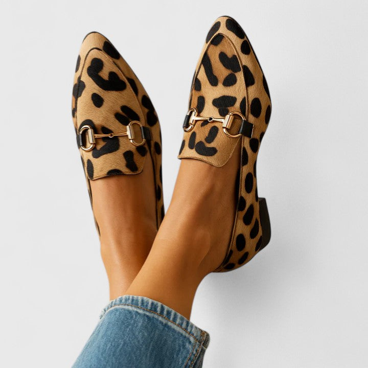 Jana | Damen Loafers mit Spitz zulaufender Zehenpartie und Leopardenmuster