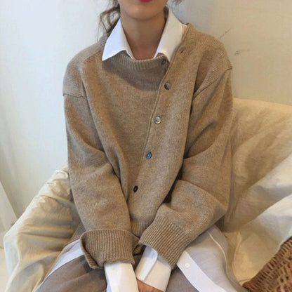 Monika | Damen Herbst Strickpullover mit Knöpfen