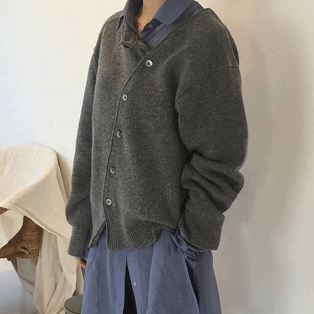 Monika | Damen Herbst Strickpullover mit Knöpfen