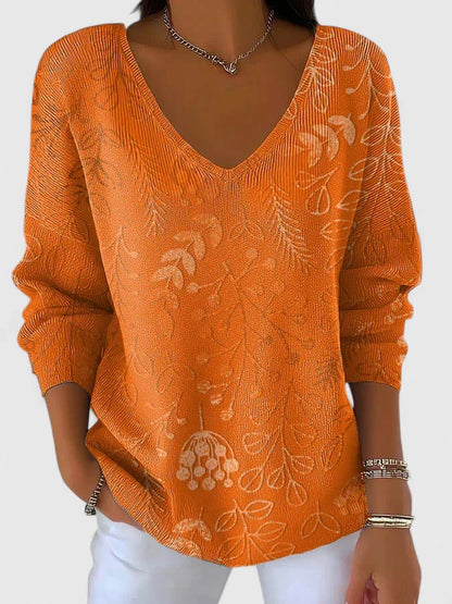 Jessica | Damen Lässiges Oberteil mit V-Ausschnitt und Blumenmuster