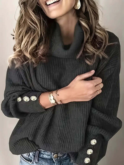 Theresa | Damen Schicker Lockerer Rollkragenpullover