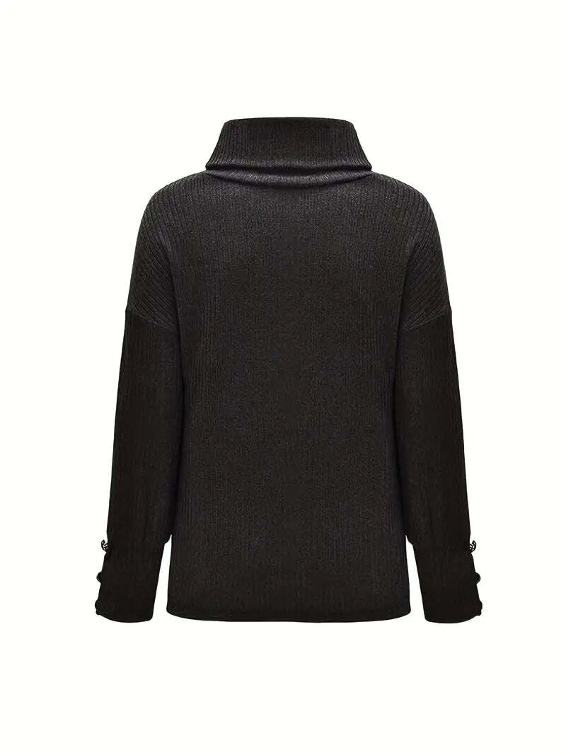 Theresa | Damen Schicker Lockerer Rollkragenpullover