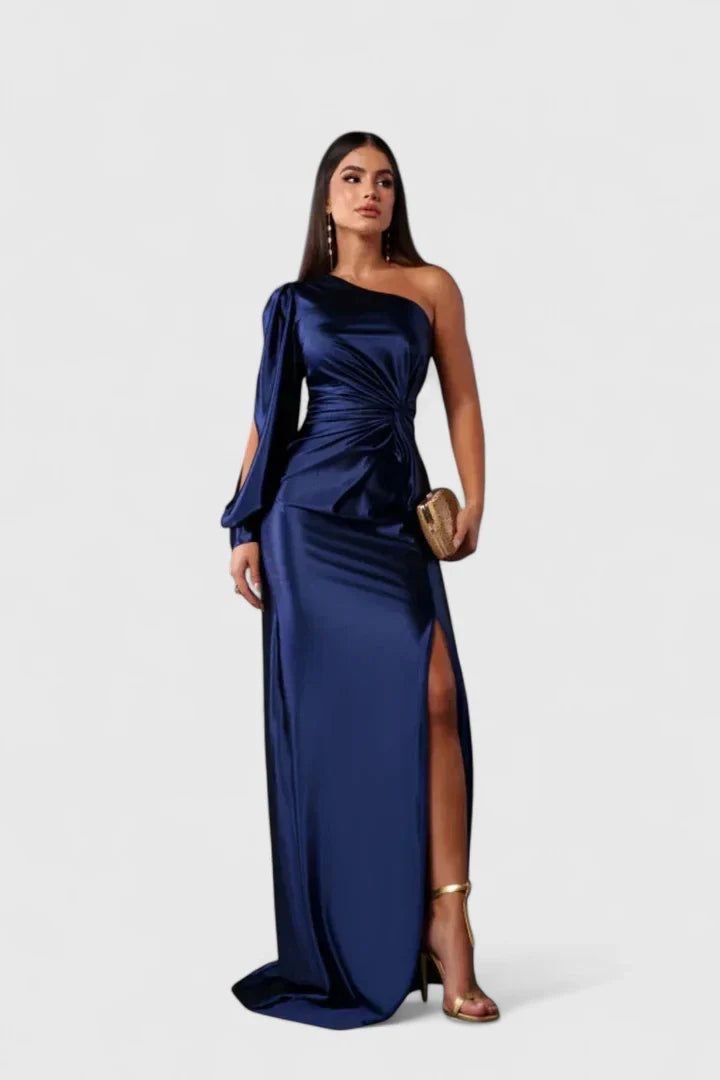 Magdalena | Damen Abendkleid mit Einer Schulter und Raffung