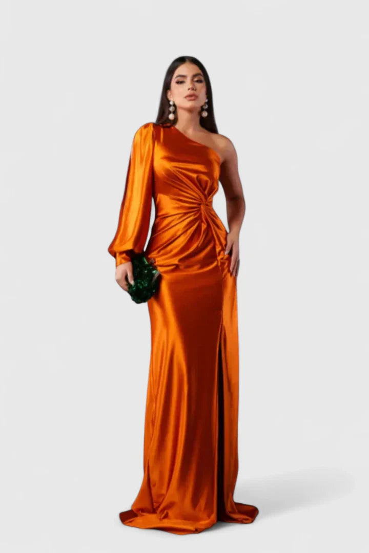 Magdalena | Damen Abendkleid mit Einer Schulter und Raffung