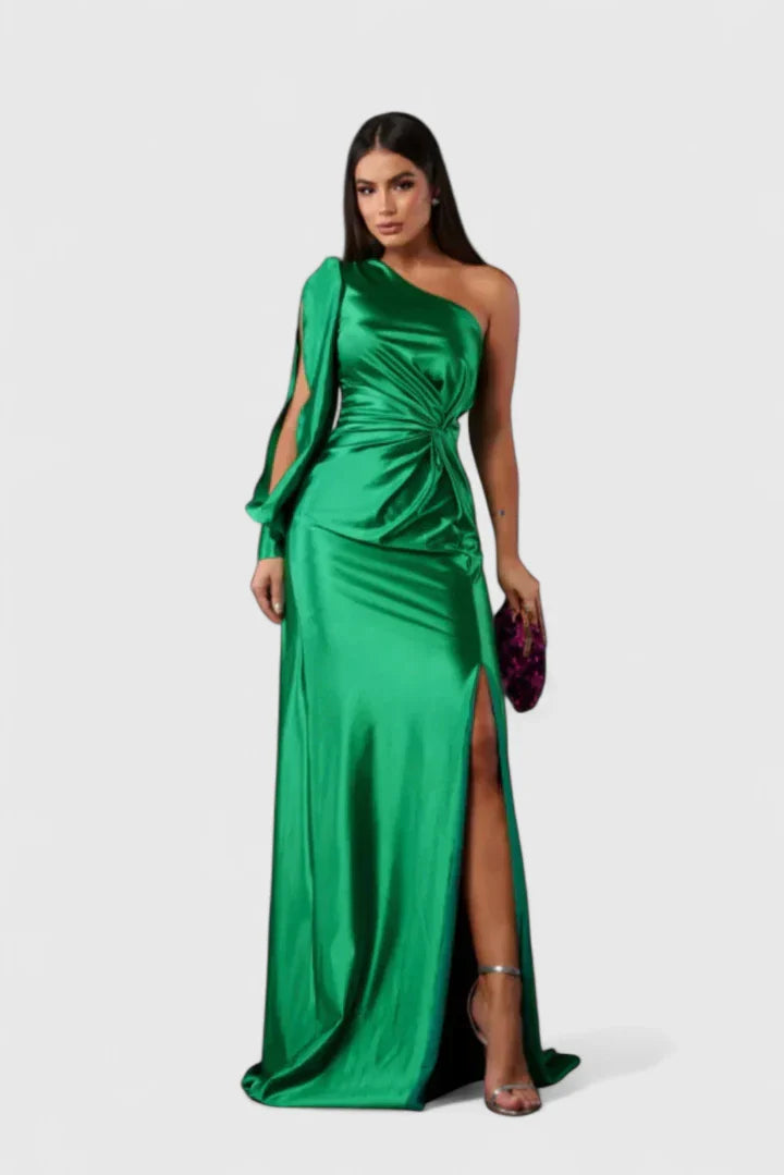 Magdalena | Damen Abendkleid mit Einer Schulter und Raffung