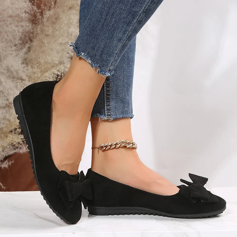 Theresa | Damen Frühlings Ballerinas mit Schleifen-Detail
