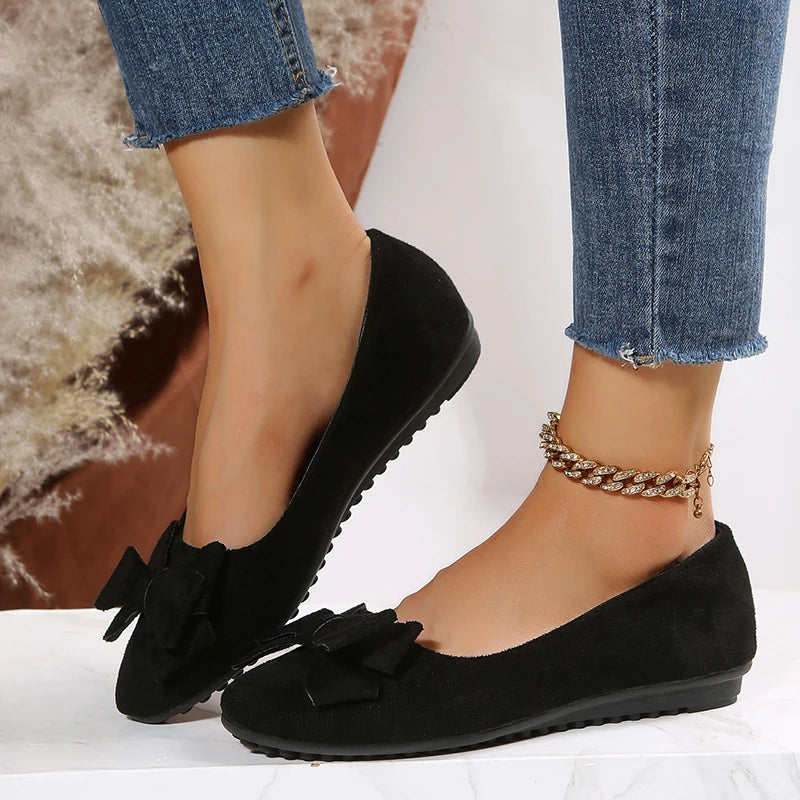Theresa | Damen Frühlings Ballerinas mit Schleifen-Detail