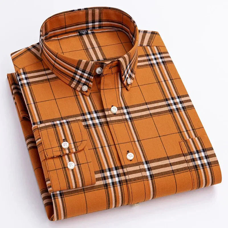 Dominic | Herren Lässiges Kariertes Button-Down-Hemd