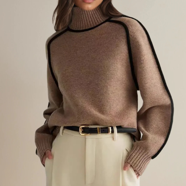 Edith | Damen Pullover mit hohem Kragen und langen Ärmeln