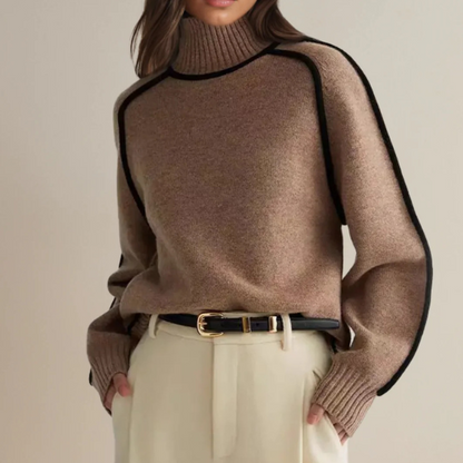 Edith | Damen Pullover mit hohem Kragen und langen Ärmeln