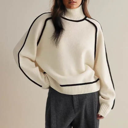 Edith | Damen Pullover mit hohem Kragen und langen Ärmeln