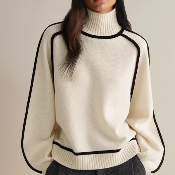 Edith | Damen Pullover mit hohem Kragen und langen Ärmeln