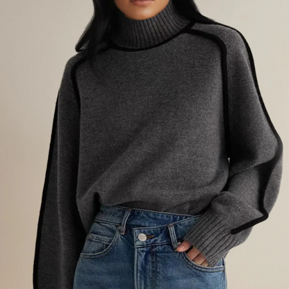 Edith | Damen Pullover mit hohem Kragen und langen Ärmeln