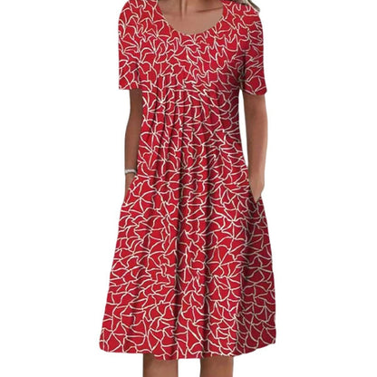 Carolin | Damen Kleid mit Blumenmuster und kurzen Ärmeln