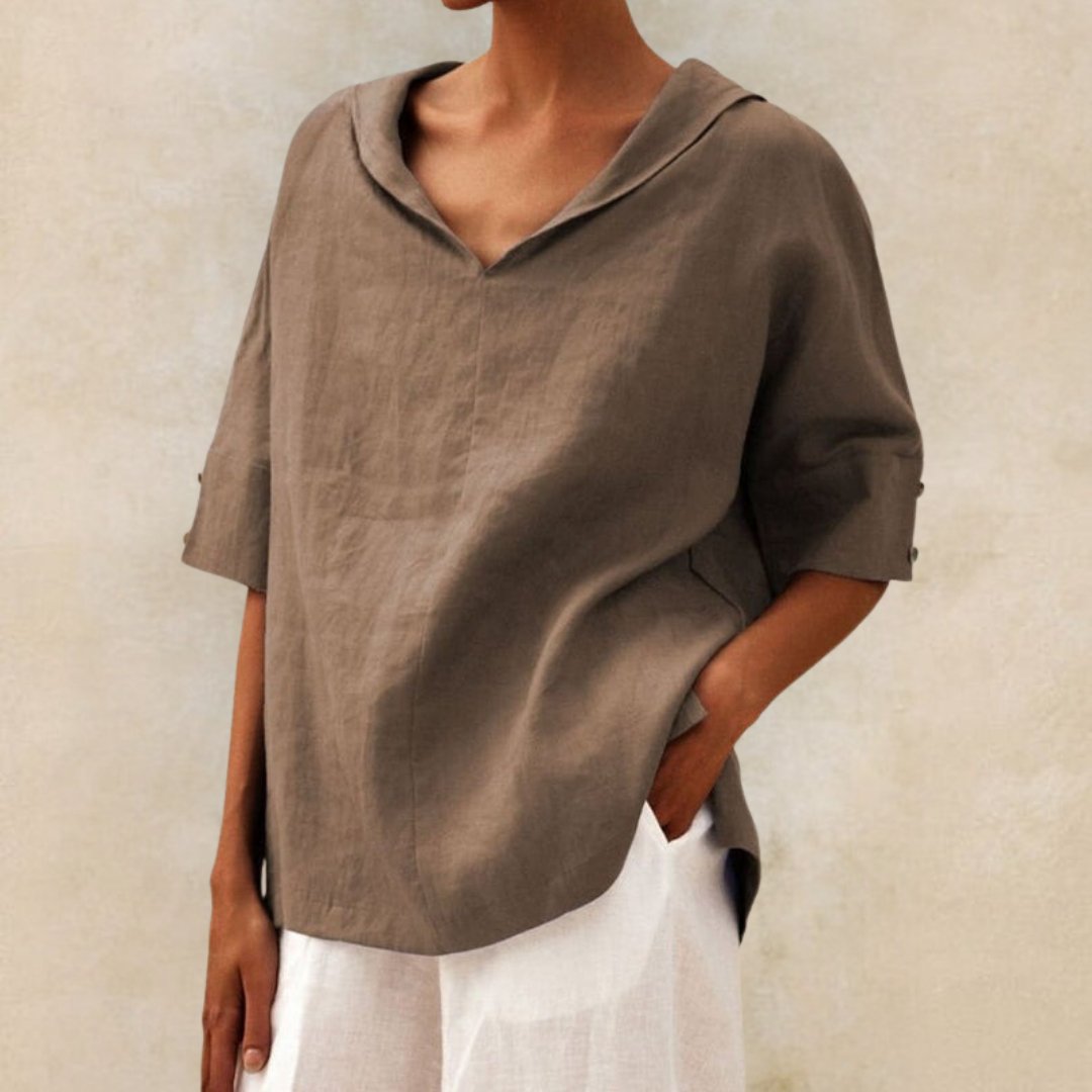 Birgit | Damen Frühling Locker Geschnittenes V-Neck Top