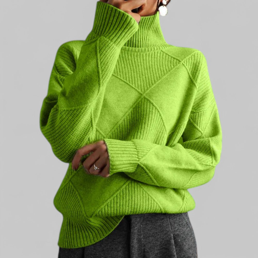 Dorothea | Damen Winter-Strickpullover mit Hohem Kragen