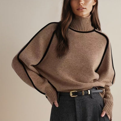 Lydia | Damen Herbst Rollkragenpullover mit Farbblock-Design
