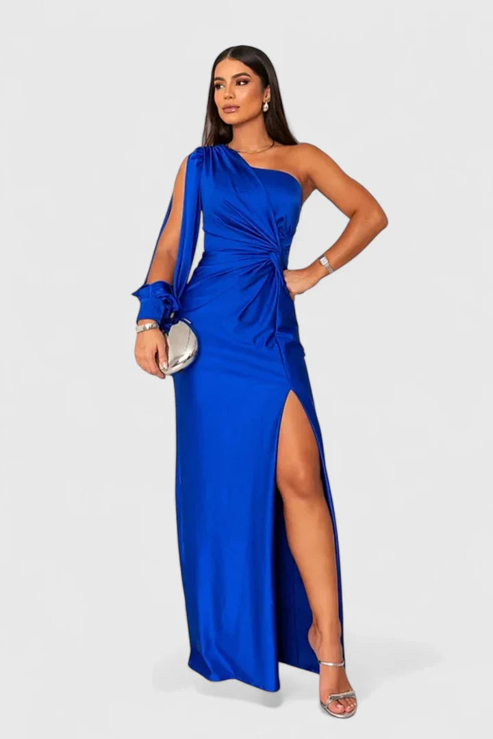 Magdalena | Damen Abendkleid mit Einer Schulter und Raffung