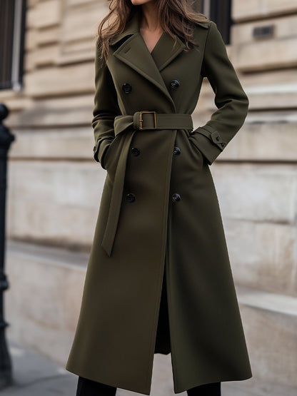 Gabriela | Damen Herbst Lange Trenchcoat mit Gürtel