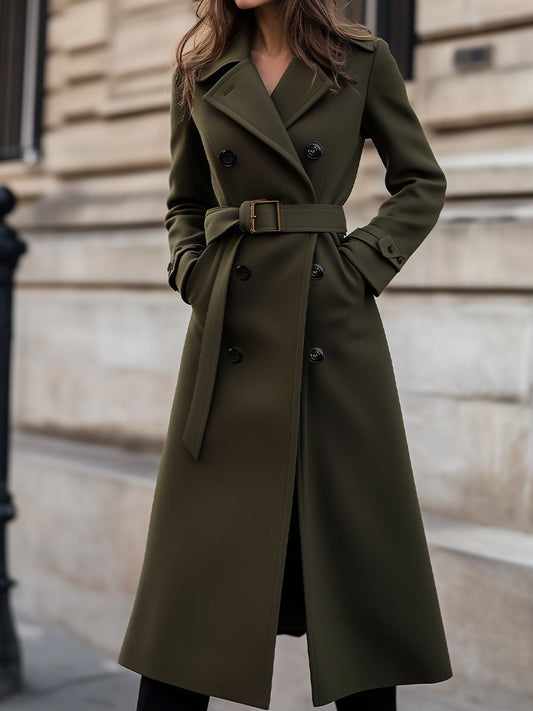 Gabriela | Damen Herbst Lange Trenchcoat mit Gürtel