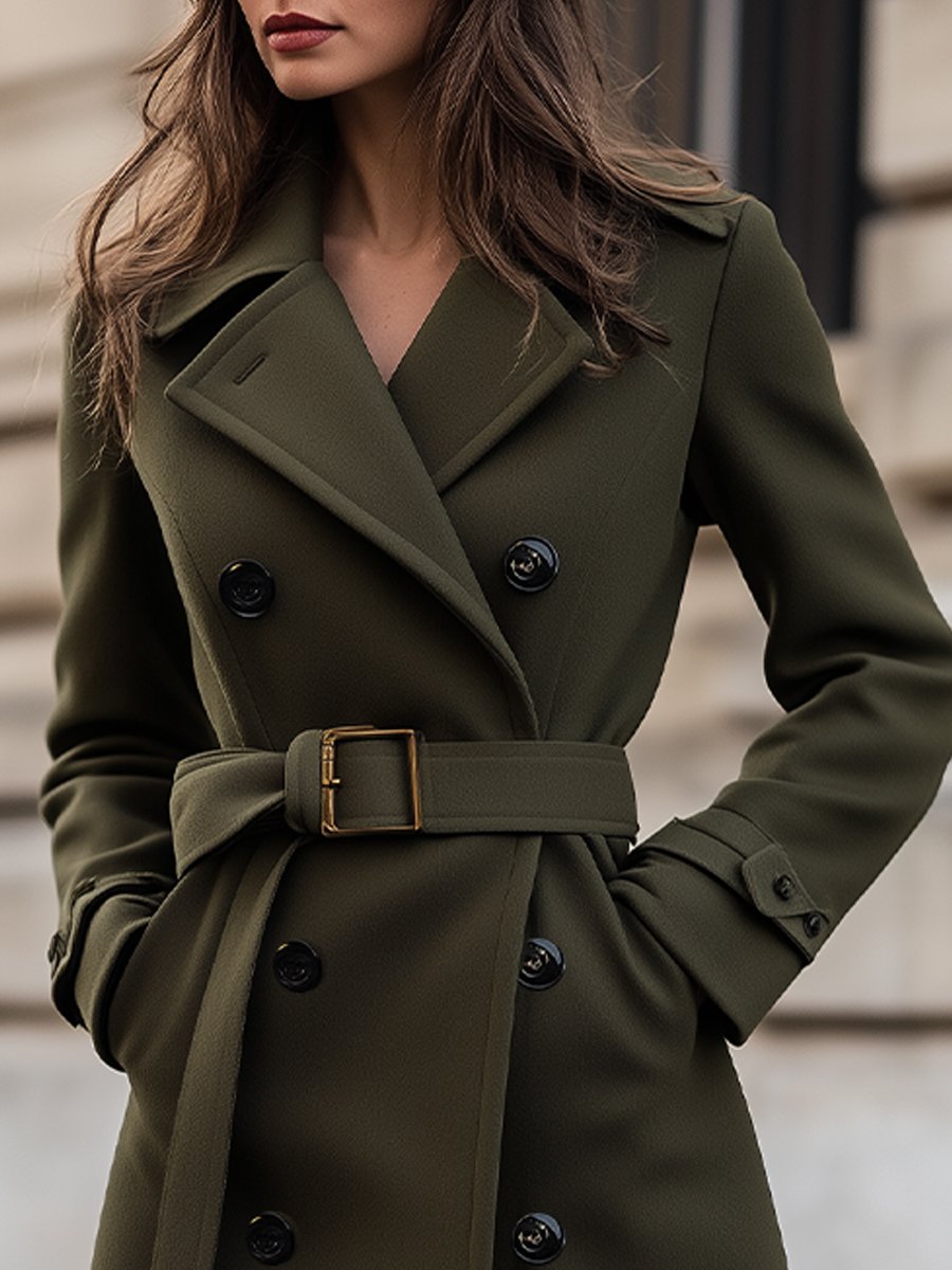 Gabriela | Damen Herbst Lange Trenchcoat mit Gürtel
