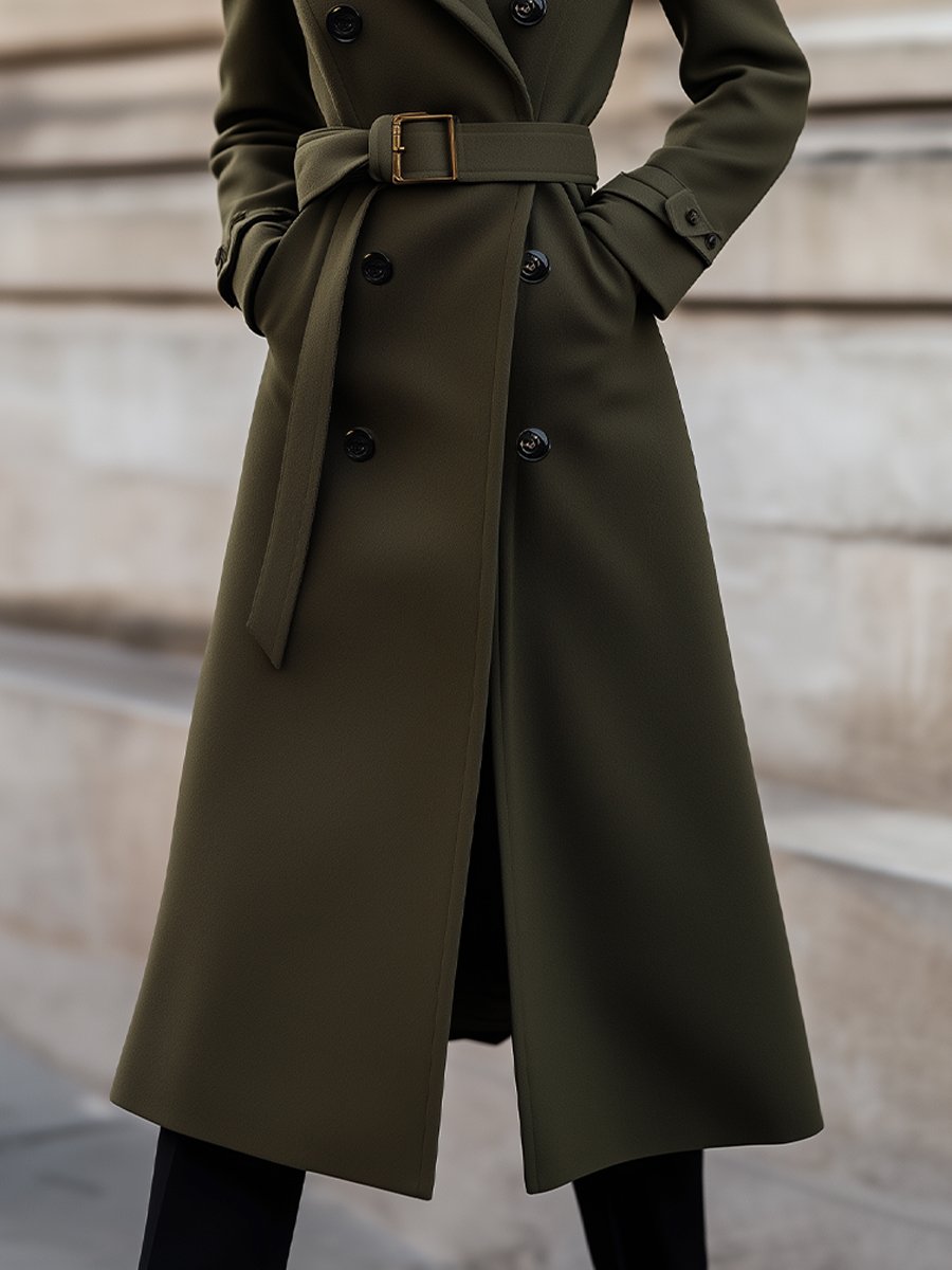 Gabriela | Damen Herbst Lange Trenchcoat mit Gürtel