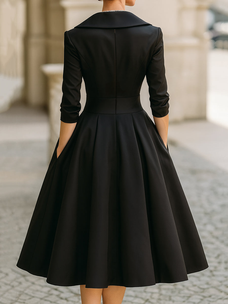 Martina | Damen Frühlings-Klassisches Wickel-Midikleid