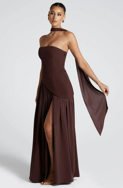 Emilia | Damen Asymmetrisches Maxi Kleid für Hochzeitsgäste
