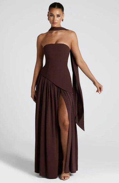 Emilia | Damen Asymmetrisches Maxi Kleid für Hochzeitsgäste
