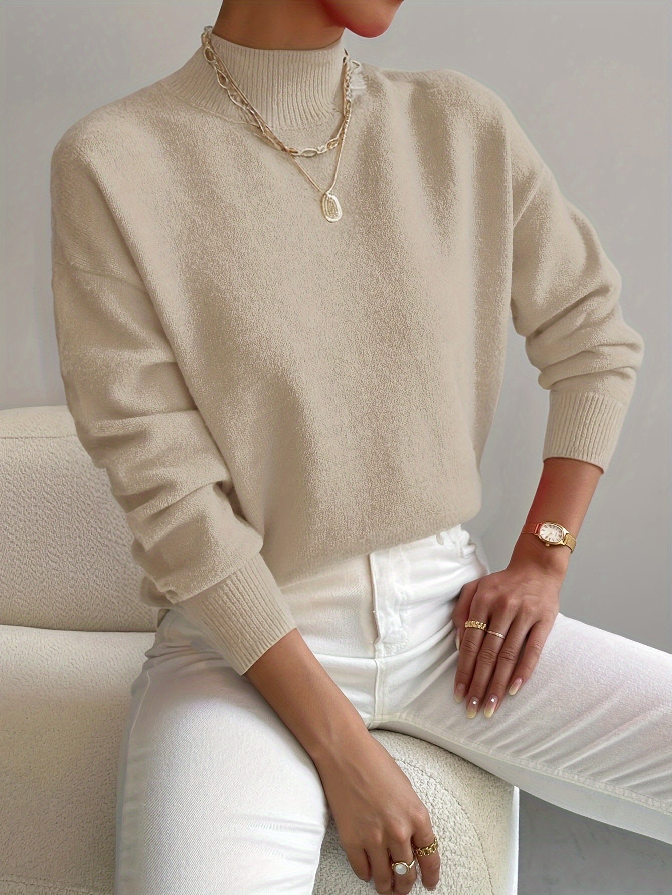 Rita | Damen Herbst Klassischer Rollkragenpullover
