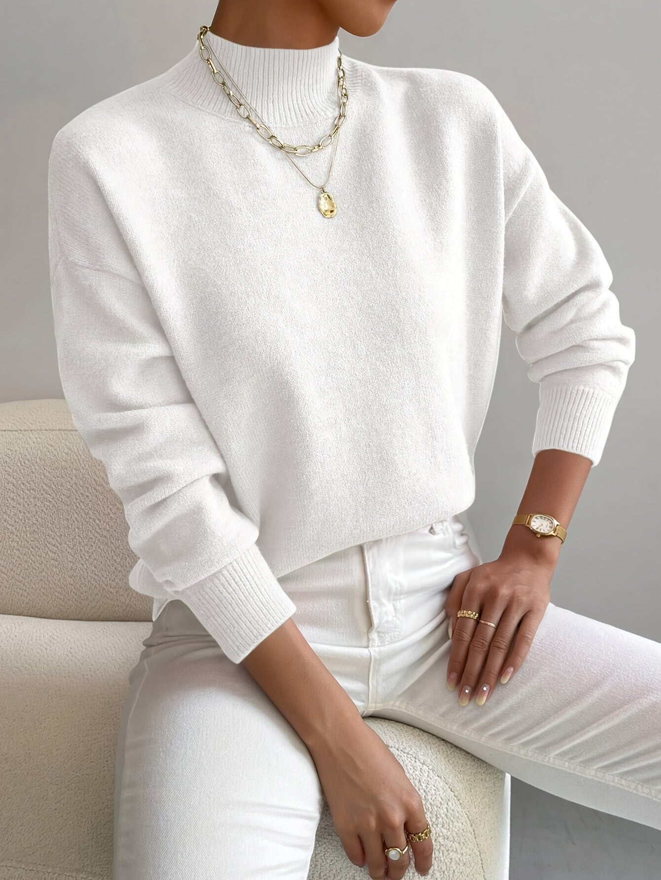 Rita | Damen Herbst Klassischer Rollkragenpullover